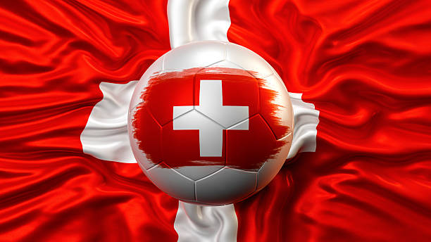 National flag of the state of Switzerland close-up. State background. Flags.