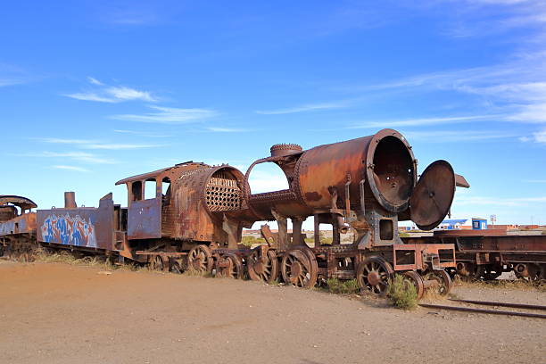 Uyuni in Bolivia - May 25 2025: the train cemetery in the morning light