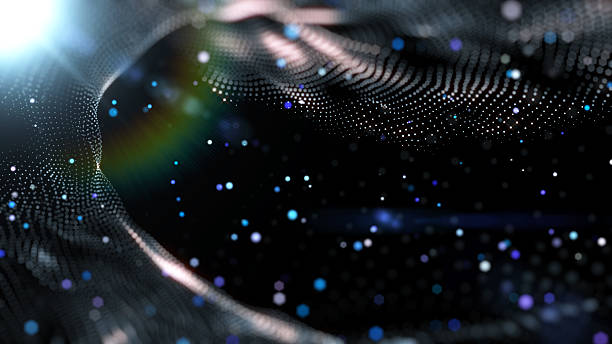 istock Technology digital futuristic wave and lens flare flowing with colorful particles illustration background 2224912176