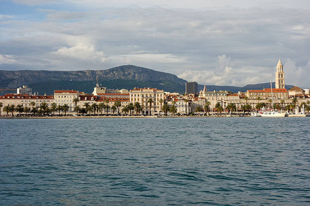 Split, Croatia:  Seafront view at old city center from Adriatic Sea.