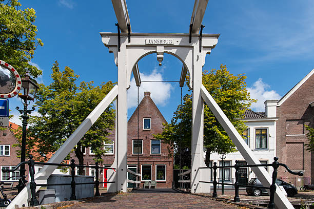 The so called Jansbrug (John's bridge) is one of many traditional drawbridges in the old town of Edam along the IJsselmeer in The Netherlands. Edam is famous for its cheese.