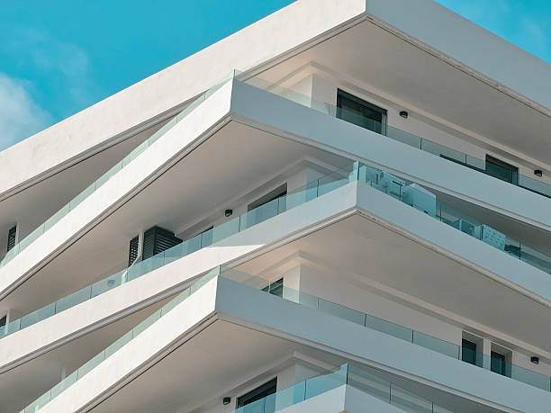 istock Sleek Symmetry: Contemporary Apartment Architecture with Angled Balconies low angle view - Casablanca, Morocco 2224930764