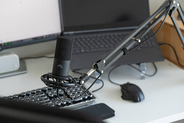 istock Stylish Microphone With Ergonomic Arm In A Cozy Workspace 2224933383