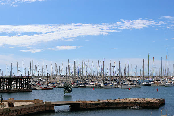 istock Harbor filled with sailboats under clear blue skies 2224935146