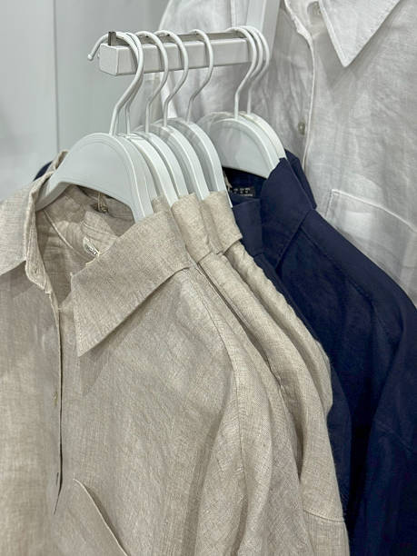 istock Organized Shirt Rack with Mixed Patterns and Earth Tone Palette 2224940348