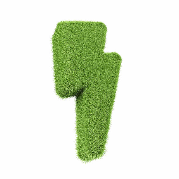 istock Lightning Symbol Made of Green Grass on Isolated White Background - Object Clipping Path 2224946537