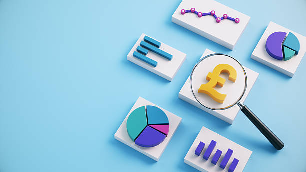 istock Magnifying Glass Over Pound Sign and 3D Statistics Data Analysis Chart Graphic on Blue Background 2224946574