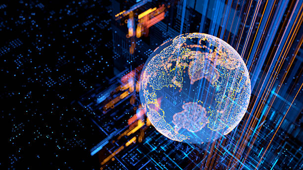 istock Big data concept. digital globe. Physical Infrastructure of the Internet. LLM 2224949827
