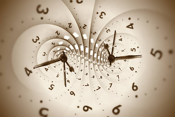 istock Vintage retro white spiral clock dial with arabic numerals 2224955327
