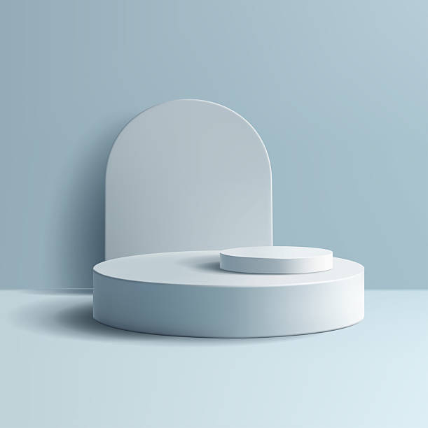 istock Empty 3D podium, blue pastel tone. Template for advertising goods and products. Modern geometric clean design. Vector illustration. 2224968805