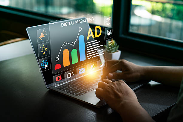 istock Digital marketing strategy with online advertising, social media promotion, data analytics, content marketing, targeted ad campaign management, SEO optimization, brand engagement, business growth 2224973121