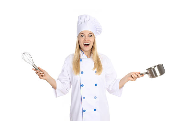 istock Young female chef isolated on white background 2224980113