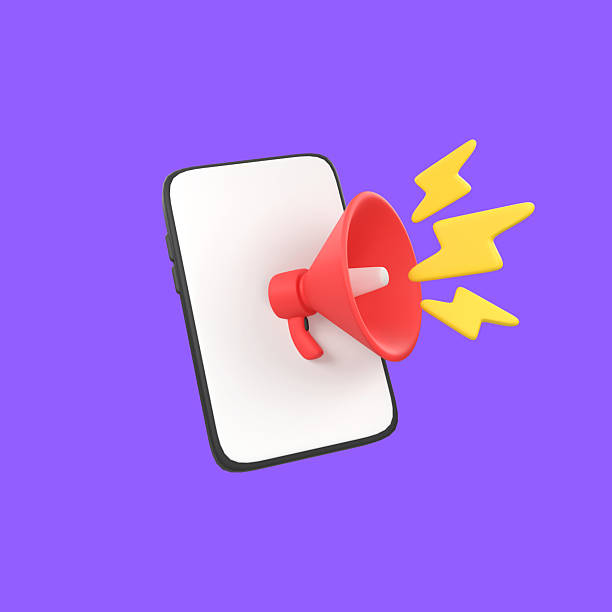 istock Megaphone loudspeaker with mobile phone warning isolated 3d render icon illustration 2224994759