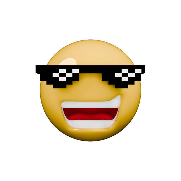 3d render of Cool Emoji with Pixelated Sunglasses