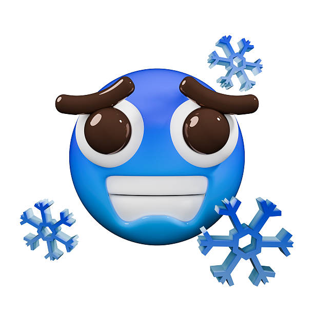 3d render of Cold Emoji with Snowflakes Winter Chill