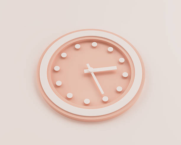 istock Minimalist Pastel Pink And White Rounded Wall Clock 2:25 Two Twenty Five Time 3D Illustration 2225005189