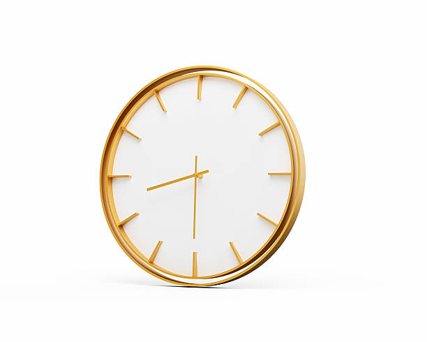 istock Minimalistic Golden Frame Wall Clock 08:30 Eight Thirty 8:30 For Modern Interiors 3D Illustration 2225005196