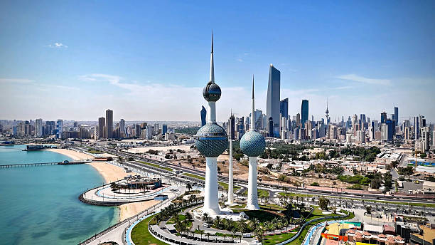 Kuwait Towers and Skyline Aerial View