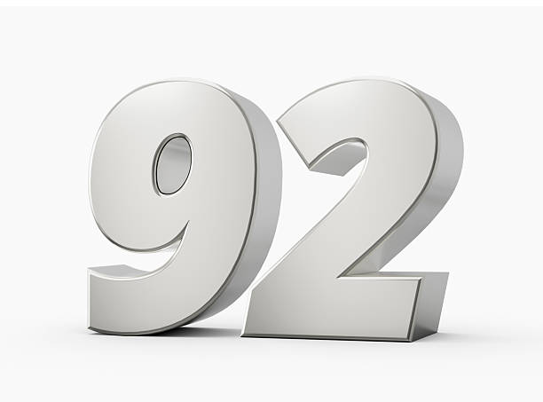 istock Silver 3d numbers 92 Ninety Two. Isolated white background 3d illustration 2225006123