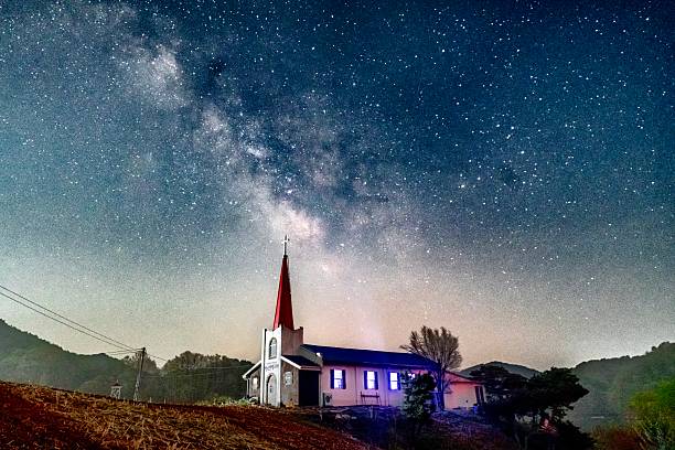 Milkyway over Korean Church, Korea