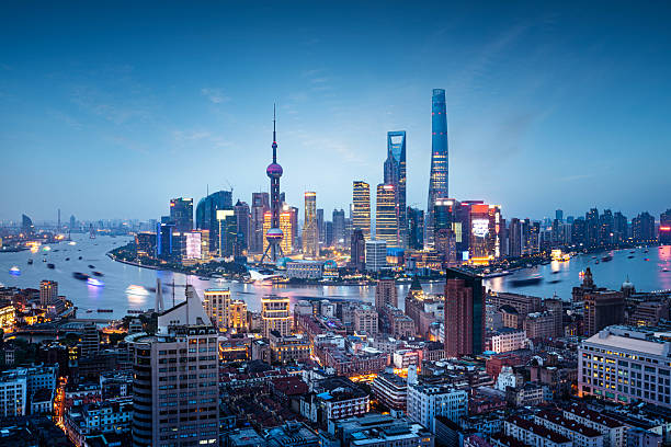 The night scenery of Shanghai, the modern city skyline.