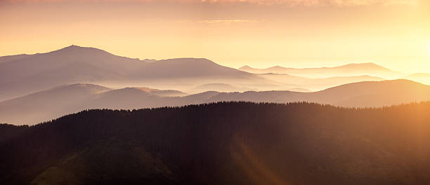 istock Panoramic evening landscape in the mountains at sunset. 2225023680