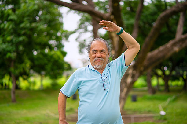istock Seniors man is exercising in public park. 2225029899