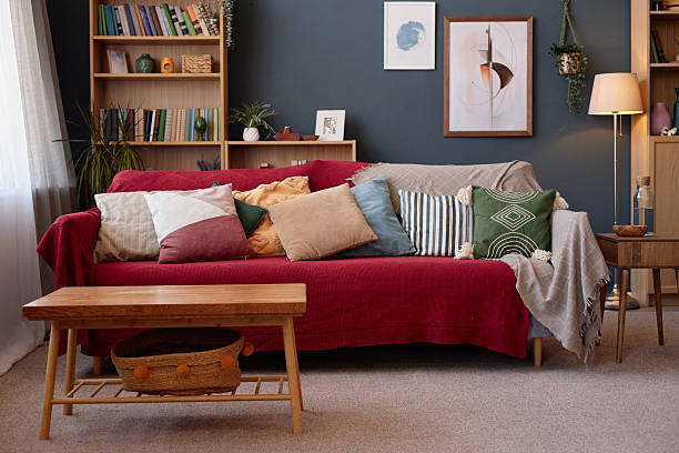 istock Modern Living Room Interior Featuring Cozy Sofa with Decorative Pillows 2225030100