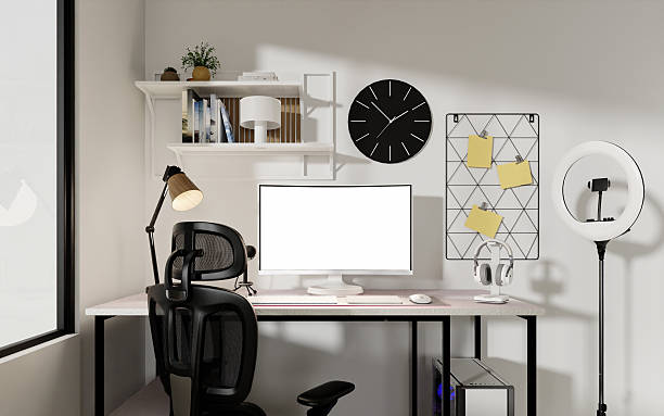 istock Streaming room contemporary workspace with smart design. 3D render illustration 2225030776