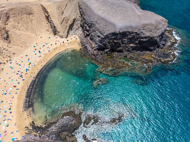 istock Sandy beach Playa de Papagayo aerial view from drone, Lanzarote 2225039943