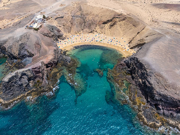 istock Sandy beach Playa de Papagayo aerial view from drone, Lanzarote 2225039944