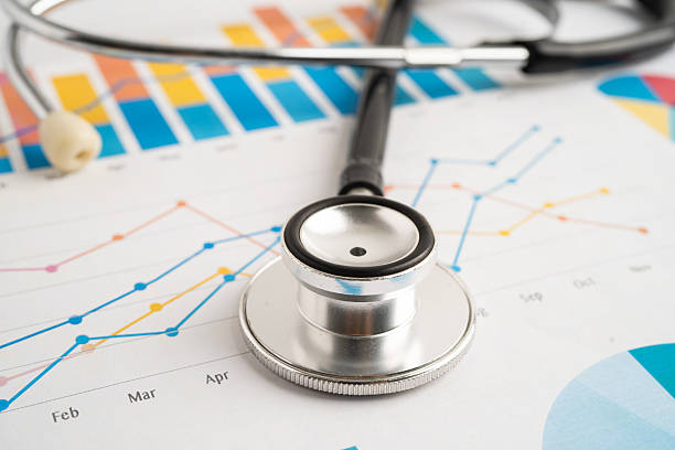 istock Stethoscope on spreadsheet and graph paper, Finance, Account, Statistics, Investment, Analytic research data economy and Business company. 2225040158