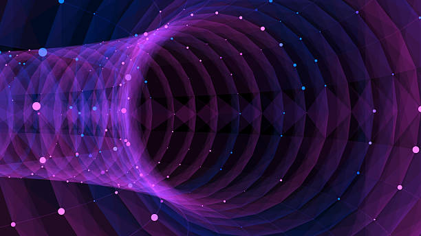 istock Vector cyber futuristic speed tunnel. Sci-fi wormhole. Abstract 3D wireframe portal with connections lines and dots. Data flow. Technology grid funnel. 2225040182