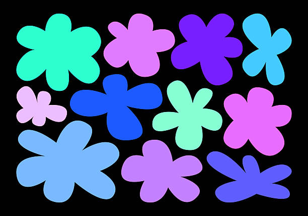 Speech bubble shapes in flower shapes in retro cartoon style. Abstract silhouettes: comic clouds, messages, leaves, graphic elements. Funky sticker collection for text highlight. Trendy frames, Illustration in doodle. Design of containers for online communication in flat style.