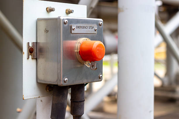 istock Emergency stop button industrial safety control equipment and system for automation process 2225043370