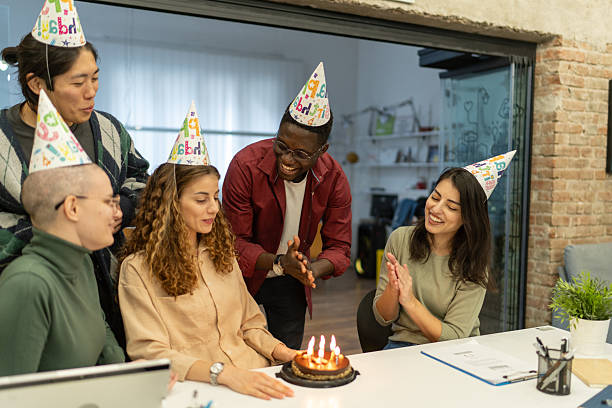istock Colleagues celebrating birthday in the office 2225043405