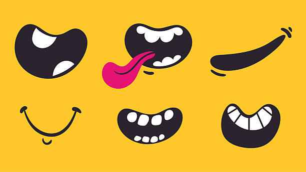 istock Happy mouth smile cute cartoon doodle face expression isolated set. Vector graphic design element illustration 2225047572