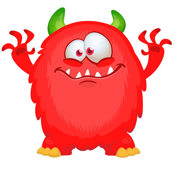 istock Cartoon cute monster with funny excited face expression waving hands . Vector illustration isolated on white. Halloween design 2225052031