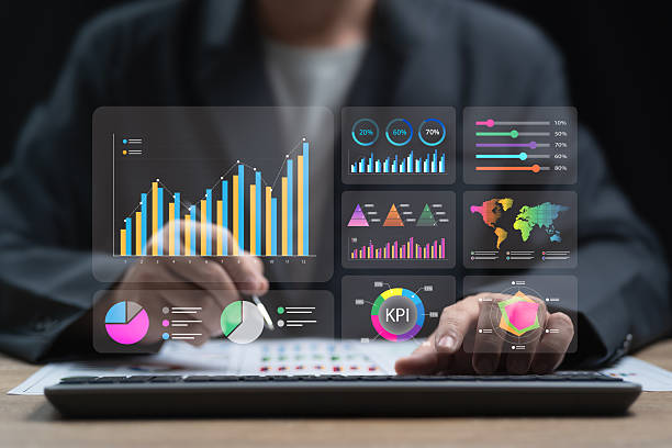 istock Global marketing Business Analytics, Financial Data with KPI, Metrics Report concept, Businessman shows KPI dashboard, Investment, Operations, Sales, Corporate Finance, Strategy,  Performance tracking 2225053965