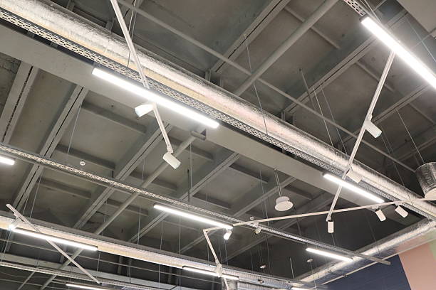istock An industrialstyle ceiling featuring track lighting that enhances modern aesthetics and ambiance 2225054314