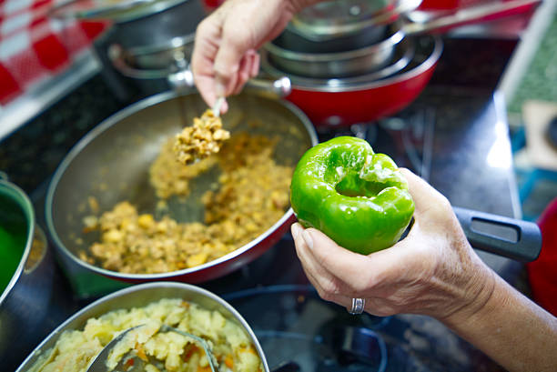 Traditional greek meal: Peppers and tomatoes stuffed with rice.
