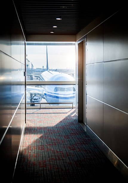 Empty hallway at the airport terminal
