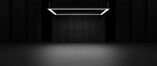 istock Futuristic building with Neon Red Lighting in Dark Sci-Fi Interior. 3D Illustration 2225084199