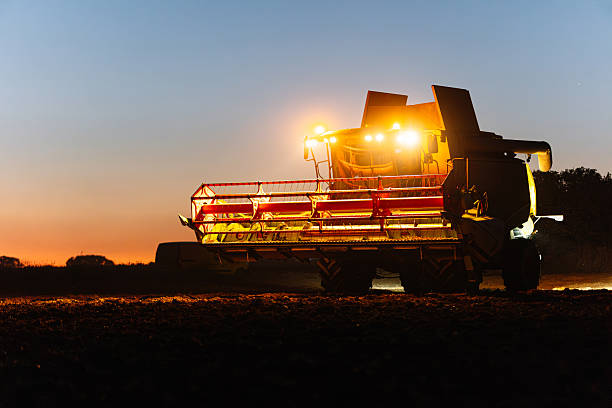 istock Combine harvester harvesting wheat at sunset 2225084236