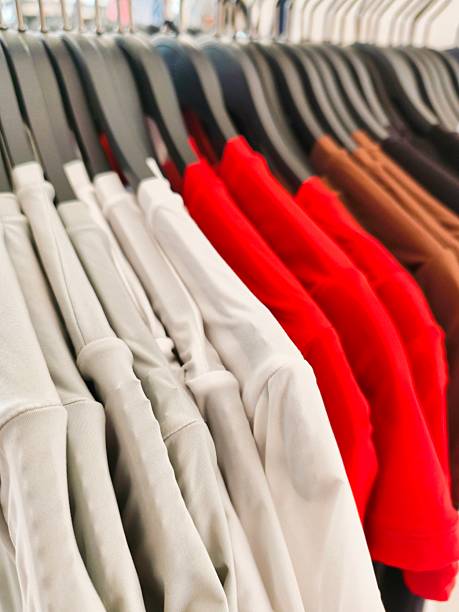 istock A rack of various colored shirts on hangers 2225086355