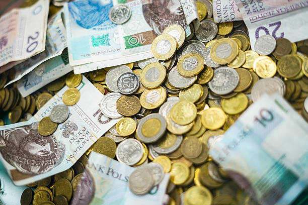 istock Polish coins and banknotes. 2225090674