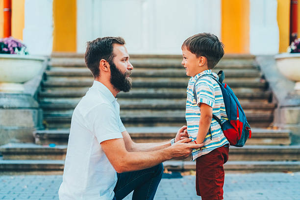 istock Father leaving kid on the first day at school 2225093883