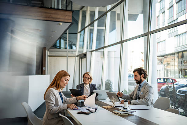 istock Business team analyzing financial reports in modern office 2225094938