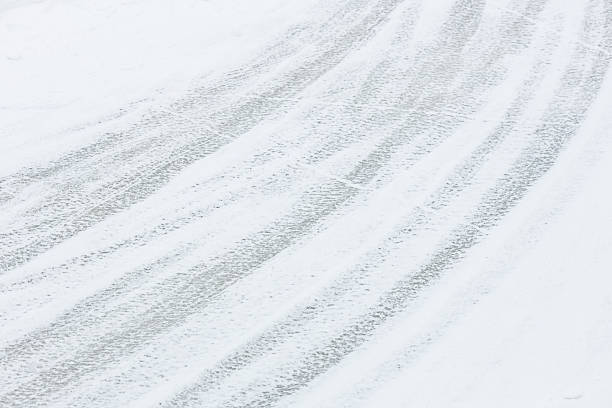 sports car tracks when turning. winter car tracks