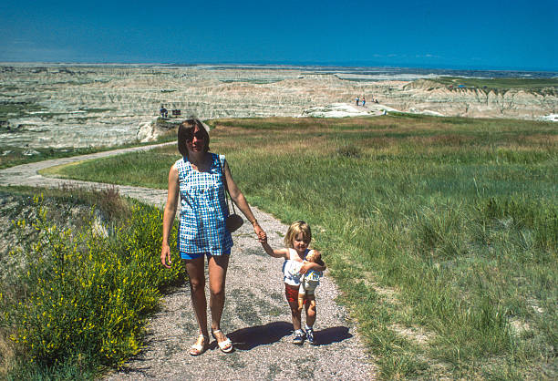 Badlands NP - Walking a Trail - 1981. Scanned from Kodachrome 25 slide.